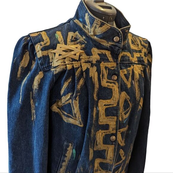 Vintage 80s Hand painted denim jacket - Picture 3 of 12